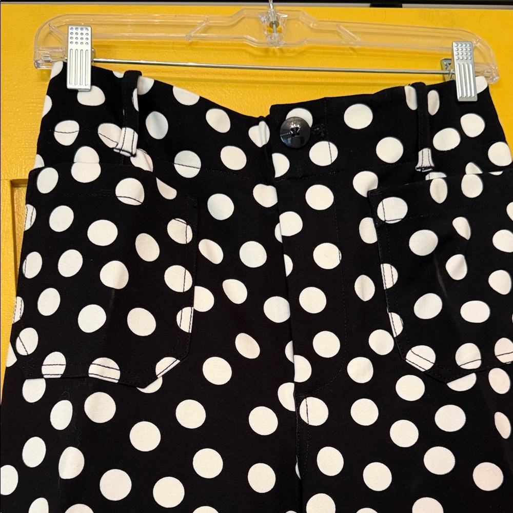 Anthropologie Colette Black and White Polka Dot Wide-Leg Pants - Picture 2 of 5